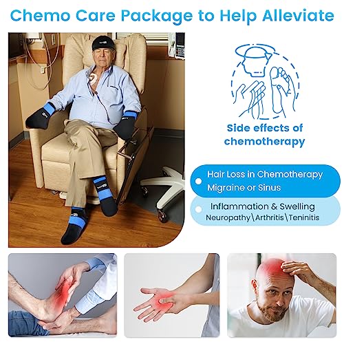 SuzziPad Chemo Care Kit, Cold Therapy Socks & Cold Gloves for Chemotherapy Neuropathy, Migraine Headache Relief Cap, Cancer Patients Must Have for Neuropathy Pain Relief, S/M