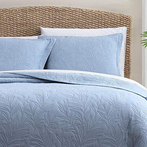 Tommy Bahama Home | Costa Sera Collection | Soft and Breathable, Quilt Bedpsread Coverlet Seasons, Pre-Washed for Added Softness, Twin, Blue