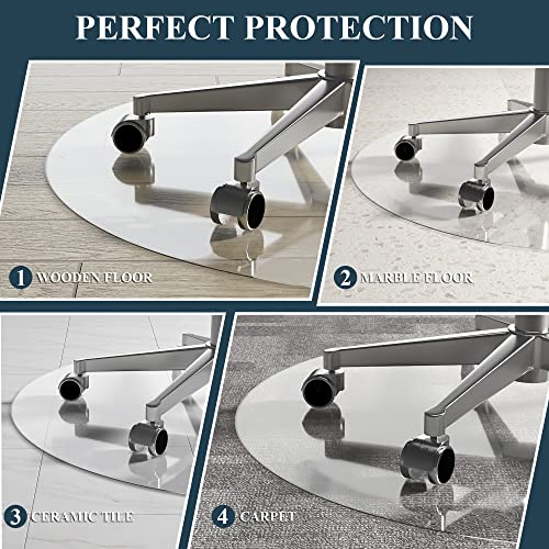 KIAYACI Glass Chair Mat for Carpet or Hard Floor Tempered Glass Glass Table Top Table Mat 48" Round x 1/4" Thick,Clear