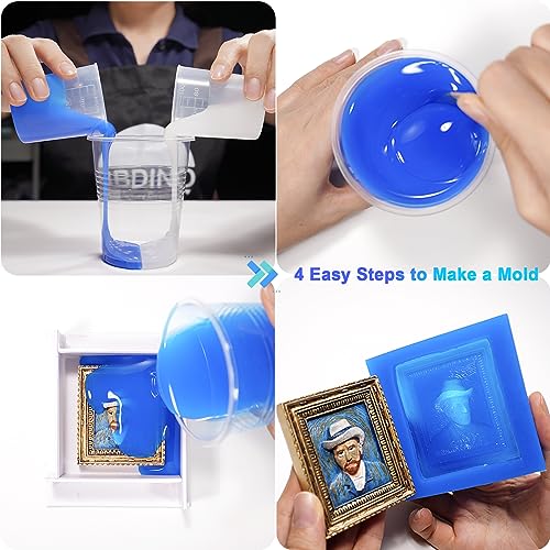 BBDINO Silicone Mold Making Kit 42 Oz, 30A Liquid Silicone for Mold Making, Fast Cure Mold Making Silicone Rubber, 1:1 Ideal for Casting Resins Molds & Silicone Molds Sapphire Blue