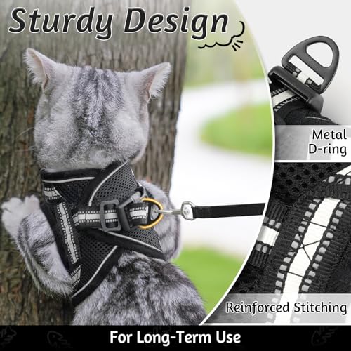 rabbitgoo Cat Harness and Leash Set for Walking Escape Proof, Adjustable Soft Kittens Vest with Reflective Strip for Cats, Comfortable Outdoor Vest, Red, M