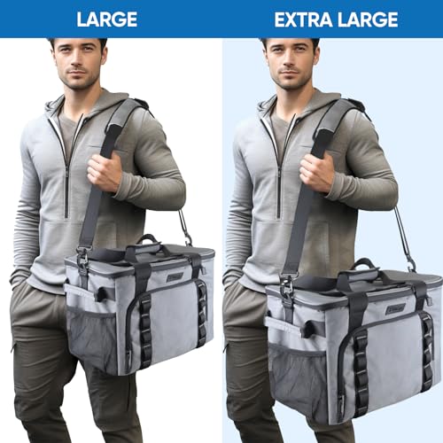 BALEINE Extra Large Soft Cooler Bag, Portable Leakproof Cooler, 40/60 Cans Volume for Beach, Camping, Kayaking, Travel, and Road Trips (9.5 Gallon, Aqua-Beige)