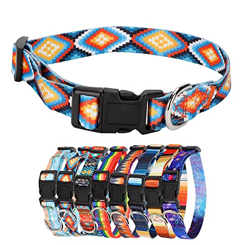 Alainzeo Dog Collar with The Diamond Pattern for Small Medium Large Dogs, Adjustable Soft Puppy Collars with Quick Release Buckle (S Neck 11.0''-15.7'')