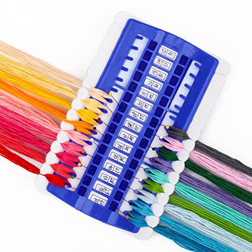 30 Positions Floss Organizer Embroidery Shelf, Luxiv Thread Organizers for Cross Stitch Embroidery Thread Holder with 15 Pcs Replaceable Paper Card Sewing Needle, Embroidery Floss Organizer…