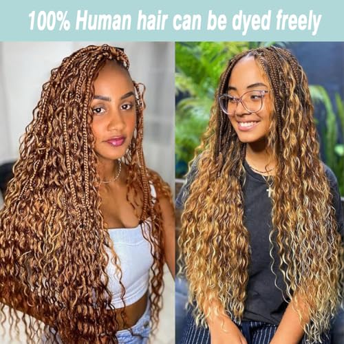 Human Braiding Hair for Boho Braids Deep Wave Bulk Human Hair Highlight 4/30 Brazilian Virgin Curly Human Hair Extension Wet and Wavy Micro Human hair Braiding Hair 2 Bundles/Pack 100g(26inch)