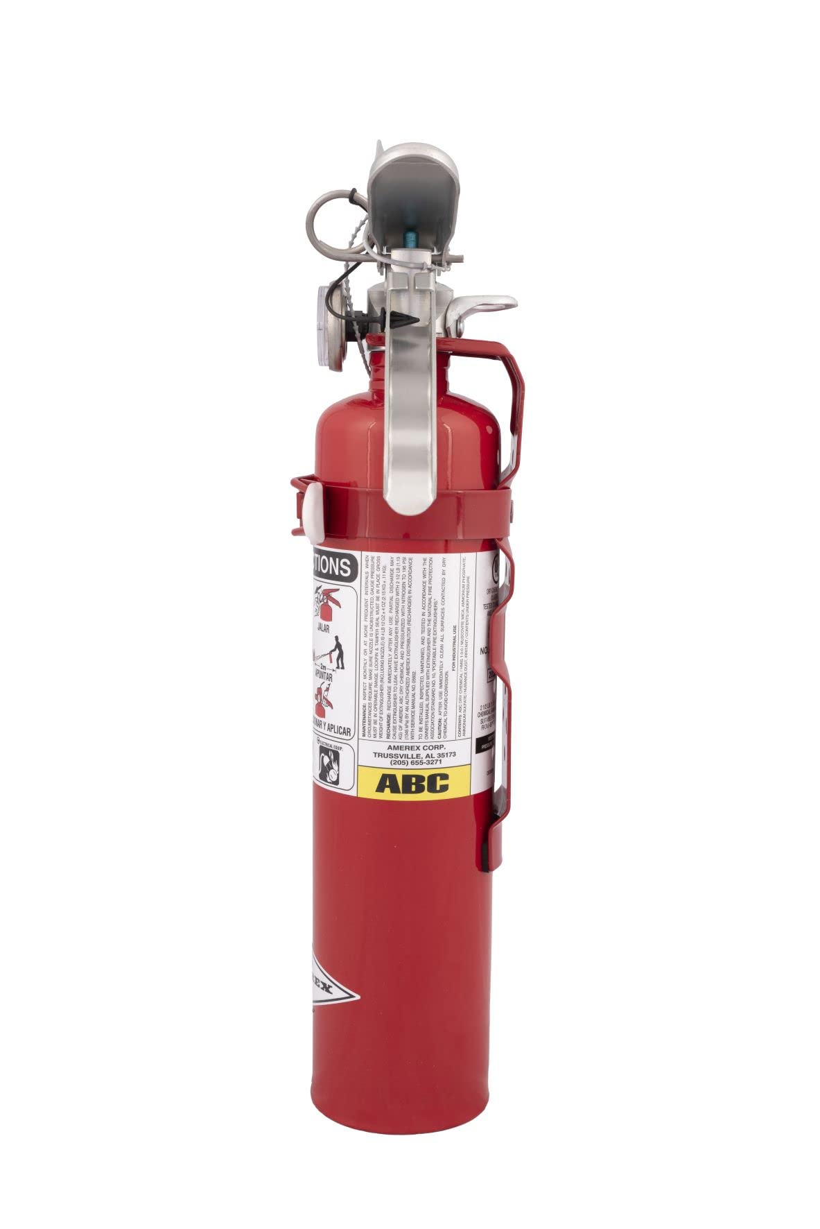 Amerex B417T, 2.5 Pound ABC Dry Chemical Class A B C Multi-Purpose 2.5 Pound Fire Extinguisher with Wall Bracket