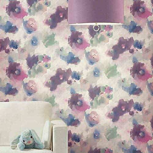 RoomMates RMK11079WP Impressionist Pink and Blue Floral Peel and Stick Wallpaper, 20.5" x 16.6 feet