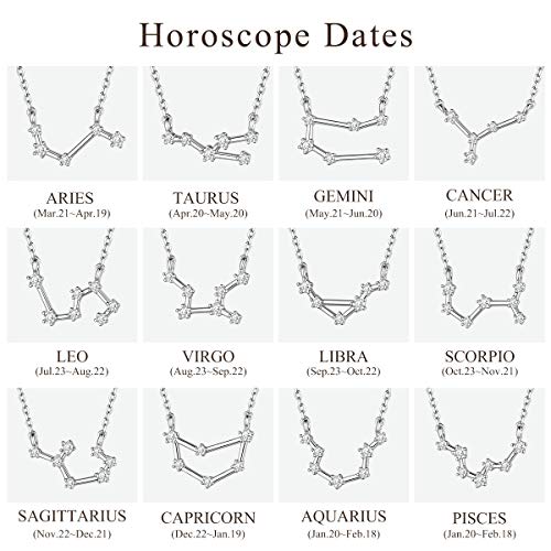 ChicSilver 925 Sterling Silver Zodiac Pisces Necklace for Women - Wihte Gold Plated Simulated Diamond 12 Horoscope Astrology Constellation Jewelry BFF