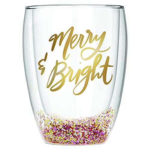 Slant Collections Collections Thimblepress Holiday Jumbo Stemless Wine Glass, 30-Ounce, Shiny & Bright