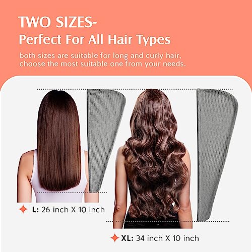 YFONG 2 Pack Large Microfiber Hair Towel Wrap for Women, Thicken Super Absorbent Quick Dry Hair Turban for Drying Curly Long Thick Hair Anti Frizz, Hair Drying Towel with Button for Wet Hair