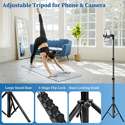 Nineigh Phone Tripod, 70" Selfie Stick Tripod Stand Cell Phone Tripods with Remote Phone Holder Carry Bag, Aluminum Alloy Selfie Stick Tripod, Compatible with iPhone Samsung GoPro Smartphone