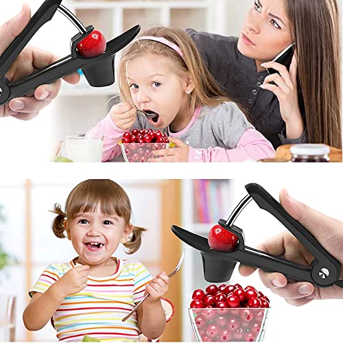 Cherry Pitter Tool, Cherry Core Remover, Olive Pitter Remover, Stoner Corer Tool, Heavy-Duty Cherry Seed Remover with Lock Design, Fruit Core Remove Tool for Making Cherry Jam/Cake/Ice Cream (Black)