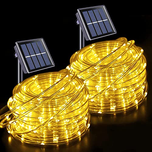 JMEXSUSS Green Halloween Solar Lights, 66 ft 200 LED Rope Lights Outdoor Waterproof, PVC Tube Green Christmas String Lights for Halloween Party Tree Fence Christmas
