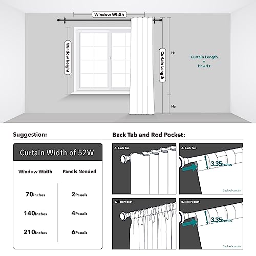 Deconovo Solid Thermal Insulated Window Blackout Curtains, Rod Pocket and Back Tab Curtains - Window Coverings Curtains for Girls Room, 70x95 Inch, Beige, Set of 2