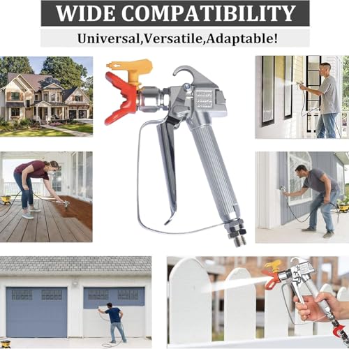 JWGJW Airless Paint Spray Gun with 10 Inch Airless Extension Pole and A 517 Nozzle Tip,Swivel 1/4" Thread for Graco Titan Airless Hose Sprayers. Maximum Pressure 3600PSI(JW-120028)