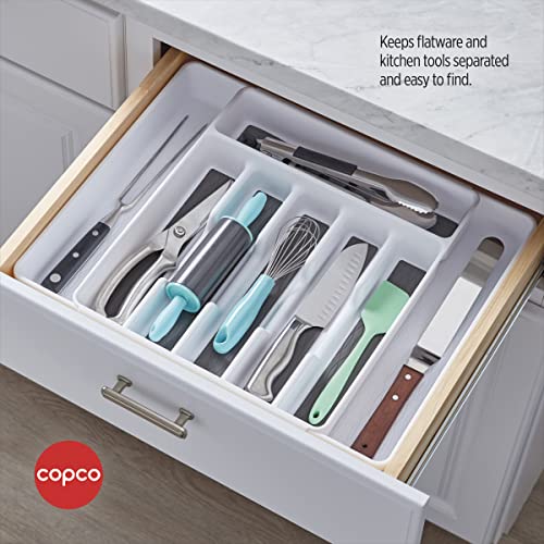 Copco Basics 6 Compartment Expandable Drawer Organizer, White/Charcoal Gray