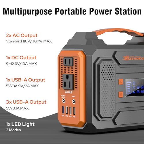 Portable Solar Generator, 300W Portable Power Station with Foldable 60W Solar Panel, 110V Pure Sine Wave, 280Wh Lithium Battery Pack with DC AC Outlet for Home Use RV Outdoor Camping Adventure