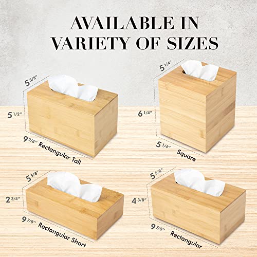 JUSK Design Tissue Box Holder - Modern, Minimalist, and Durable Wooden Tissue Box with Sliding Bottom, Easy-Refill - Premium-Quality Bamboo Tissue Box Cover, Fits 184-Count Box, Rectangular, Pack of 2