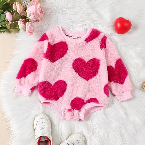 Kayotuas Baby Valentines Day Romper Cute Letter Print Sweatshirt Long Sleeve Pullover Bubble Bodysuit Spring Festival Clothes (MAMA IS MY valentine Red White, 3-6 Months)