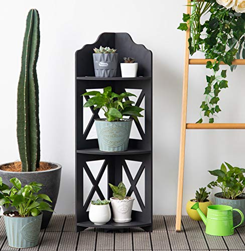 TuoxinEM Corner Shelf,Corner Shelves for Living Room,Small Corner Shelf for Corner Storage,Corner Stand Great for Corner Decor Storgage,Small Corner Table Shelf Perfect for Small Spaces,Black
