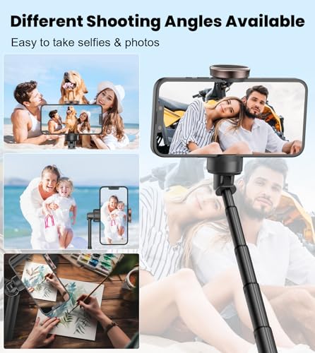 TONEOF 60" Selfie Stick Tripod for Video,All-in-1 Extendable Cell Phone Tripod Stand with Integrated Remote,360° Rotate Lightweight & Portable Tripod for 4-7” iPhone/Android/Photo & Video Kits/Travel