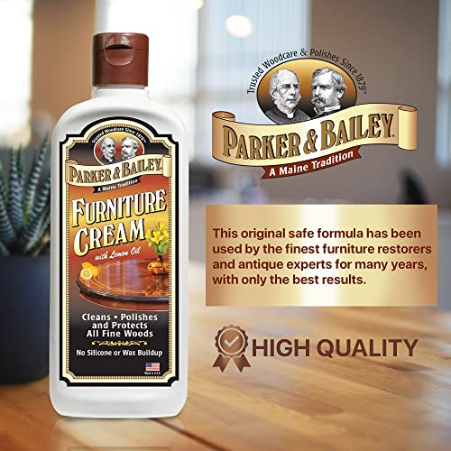 Parker & Bailey Furniture Cream - Multisurface Wood Cleaner and Polish Furniture Quick Shine Restorer Protector Kitchen Cabinets Surface Cleaner House Cleaning Supplies Home Improvement