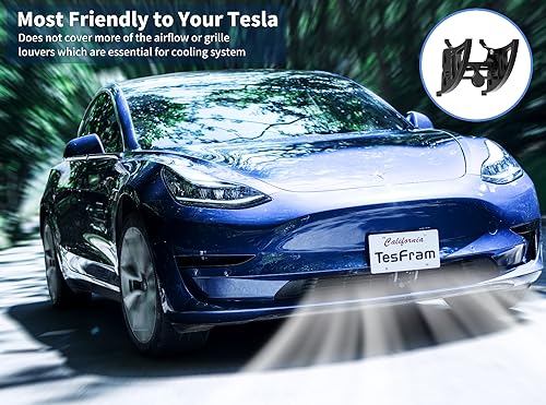 TesFram 2023-2017 Model 3 License Plate Mount, Height-Adjustable & NO Drilling Front License Plate Holder with Anti Theft Features (Not Compatible with Highland Version)