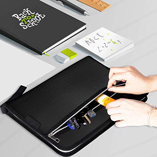 Tamfile Fireproof Accordion File Organizer with Handle, 13 Pocket Expanding File Folder with Zipper & Labels, File Folder with Multi-Pockets Paper Organizer Folder for Letter A4 Files, Blue