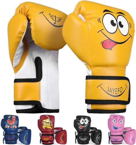 Jayefo Kids Boxing Gloves - Youth Gloves for Kick Boxing, Muay Thai & MMA - Heavy Bag Gloves - 6 Oz - Yellow