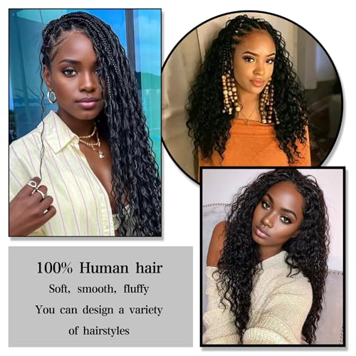 Deep Wave Bulk Human Hair for Braiding 1 Bundle 50g 28 Inch No Weft 10A Brazilian Virgin Curly Human Hair Extensions for Boho Braids Wet Wavy Human Braiding Hair (28",1B)