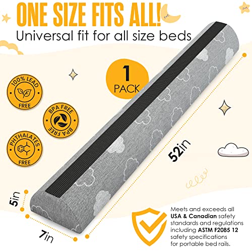 Bed Bumpers for Toddlers Memory Foam Rail Guards Waterproof Washable Dual Sided Non-Slip Soft Cover - Safety Guard Noodle Long Pillow Pads for King Queen Full Twin Beds (1 Pack)