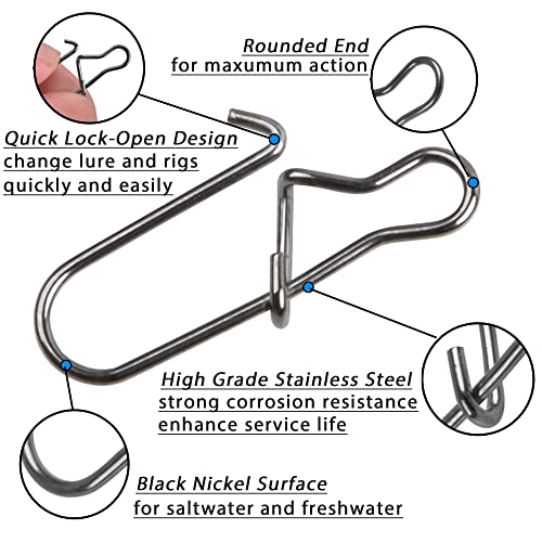VATEICO Fishing Duo Lock Snaps 120pcs Fishing Snap Swivel Speed Clips Stainless Steel Fast Change Snaps Tackle Lures 0#~8# for Saltwater Fishing 7#