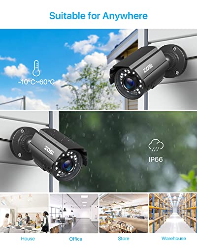 ZOSI 2PK 5MP Add-on POE IP Security Camera with Etherent Cables PoE Dome Camera with Night Vision,IP66 Weatherproof, Compatible with ZOSI 4K/5MP NVR(Model:ZR08EN,ZR08DN,ZR08PN,ZR16DK)