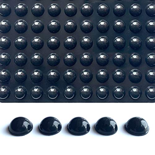 LLRY 100 Pieces Rubber Feet Pads Adhesive Buffer Pads Door Bumpers Self Stick Noise Dampening Pads Small Clear Soft Close Cabinet & Furniture Bumpers 9 mm Diameter x 3 mm (Black)