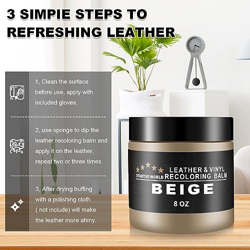 STARTSO WORLD Leather Recoloring Balm, Pine Green Leather Repair Kit for Furniture, Leather Dye, Leather Color Restorer for Couches, Leather Couch Paint | Repair, Restore & Renew Old, Faded Leather