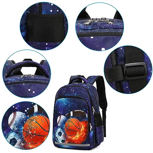 LEDAOU Kids Preschool Backpack Girls Kindergarten BookBag Elementary Waterproof Galaxy School Bag 7 Pockets with Chest Strap(Balls Starry Sky)