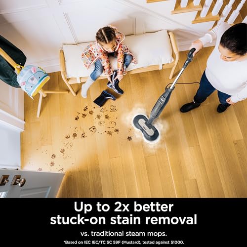 Shark S7201 Steam & Scrub with Steam Blaster Technology All-in-One Hard Floor Steam Mop with 3 Steam Modes & LED Headlights, Black