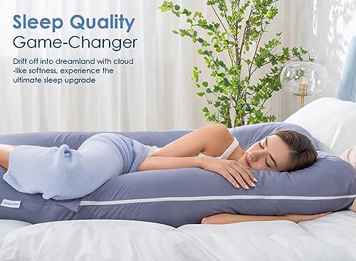 QUEEN ROSE Pregnancy Pillows, Cooling U Shaped Body Pillow for Sleeping, Maternity Pillow for Pregnant Women, with an Extra Cotton Pillowcase