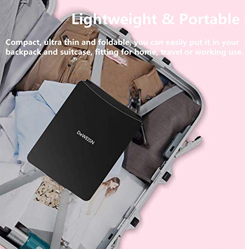 deweisn Folding Lighted Makeup Mirror with 72 LEDs 3 Colors Light Modes USB Rechargable 1800mA Batteries Portable Ultra Thin Compact Vanity Mirror Dimmable Travel Mirror