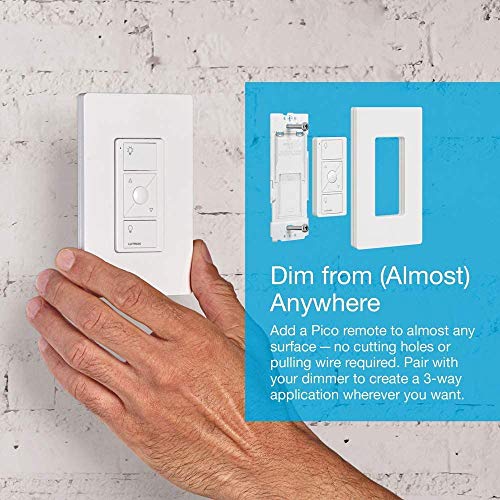 Lutron Caseta Smart Lighting Original Dimmer Switch w/ Pico Remote and Bracket, for LED Lights, Works w/ Alexa, Apple Homekit, Google Home (Hub Required), 150W, No Neutral Required, P-PKG1WB-WH