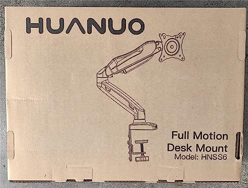 HUANUO Single Monitor Mount, 13 to 32 Inch Gas Monitor Arm, Adjustable Stand, Vesa Mount with Clamp and Grommet Base - Fits 4.4 to 19.8lbs LCD Computer Monitors