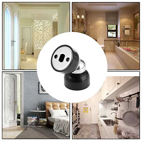 Sumnacon 2Pcs Powerful Magnetic Door Stoppers - Stainless Steel Mini Doorstops with Screws, Heavy Duty Magnetism Doorstops for Bedroom Bathroom Kitchen Home Office, Black
