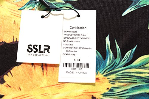 SSLR Mens Hawaiian Shirts Casual Print Short Sleeve T Shirt for Men (Small, Black Yellow)