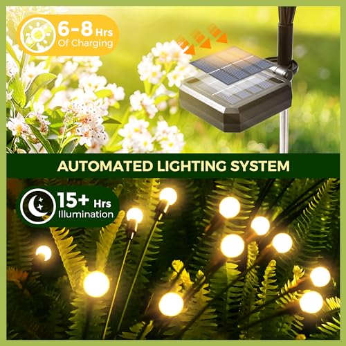 PATIOPIA Solar Garden Lights,Halloween Decorations Outdoor Lights 20 LED Firefly Garden Lights,Solar Lights for Outside,Solar Lights Outdoor Waterproof for Halloween,Christmas,Yard,Patio(Green)