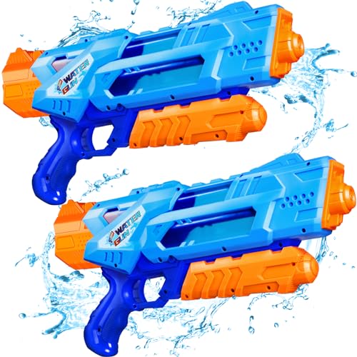 Super Water Guns for Kids Adults - 2 Pack Super Water Blaster Soaker Squirt Guns 1200cc with Excellent Range - Ideas Gift Toys for Summer Outdoor Swimming Pool Beach Sand Water Fighting Play