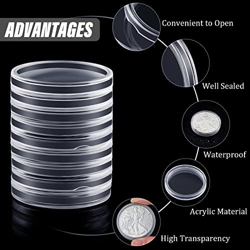 30 Pieces Silver Dollar Coin Holder 40.6mm Silver Bar Capsule Holders Coin Capsules for Collection Bar, Round