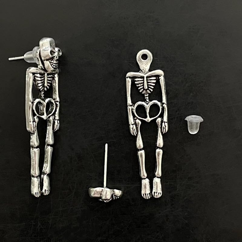 Punk Halloween Earrings for Women, Spooky Skull Skeleton Dangle Earrings for Women,Bloody Knife Drop Earrings,Scary Halloween Party Earrings for Halloween Accessories (Ear studs - Skeleton)