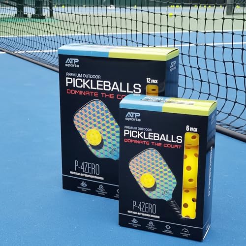 ACROSS THE POND Pickleball Balls, Outdoor Pickleballs Only Balls 6/12 Pack, USAPA Approved Pickleballs with Carrying Bag, Yellow Pickle Ball Balls 40 Holes