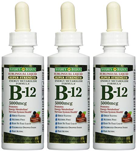 Nature's Bounty B-12 5000 mcg Sublingual Liquid Energy Health, 2 Fl Oz (Pack of 3)