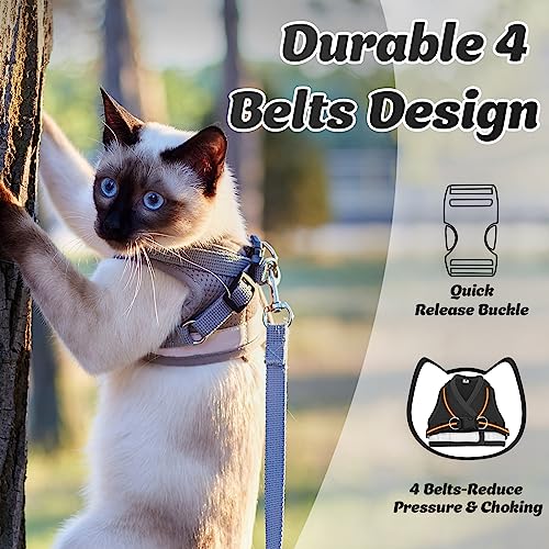 Supet Cat Harness and Leash Set for Walking and Small Dog Soft Mesh Harness Adjustable Vest with Reflective Strap Comfort Fit for Pet Kitten Puppy Rabbit